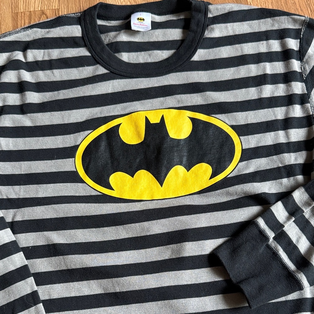 Organic Hanna Andersson Adult Unisex L Batman Striped Long John Pajama Shirt